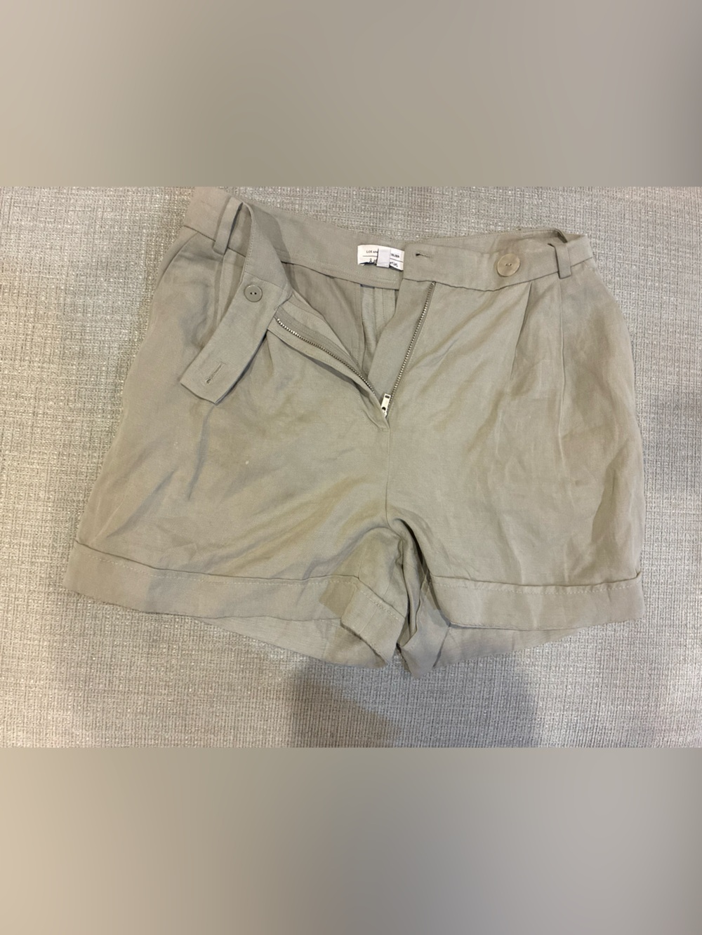 & Other Stories Beige Linen Blend High-Waist Shorts